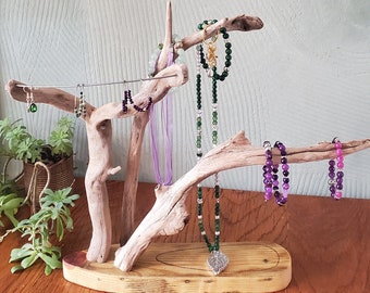 Porte-bijoux en bois flotté support pour boutique marché