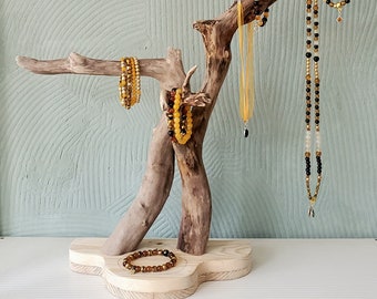 Porte-bijoux artistique en bois naturel Roméo et Juliette