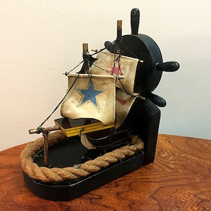 Christmas/new year gift--Vintage canvas and wooden boat---vintage boat model-- vintage sailing boat--wooden boat model---ANTIQUE WOOD SHIP
