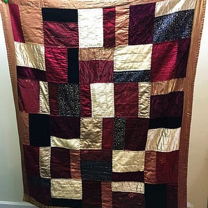Christmas/new year gift-Colorful STRIP Vintage Quilt--- --Christmas Holiday Quilt -- All Hand Quilted vintage quilt--Handmade, Vintage Quilt