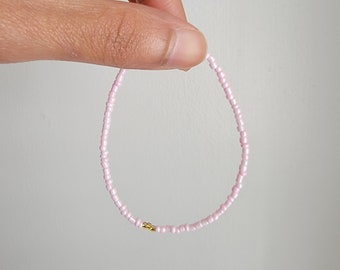 Pink Grace Bracelet, Super Dainty Seed Bead Bracelet, Inexpensive Bridesmaid Gift, Everyday Delicate Bracelet, Teenage Girls Gift Ideas