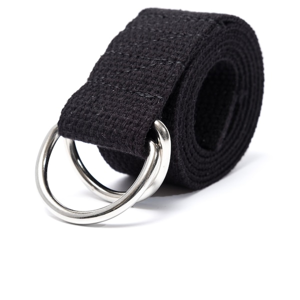 Heavy Cotton D-Ring Belt by apmots - 1.5" inch width Black/Camel Custom Length