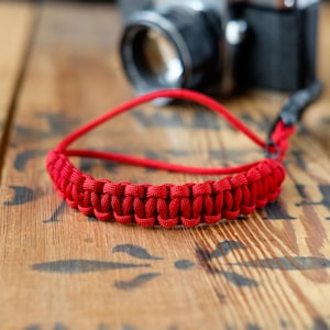 Paracord Camera Wrist Strap with Quick Release in Red by apmots