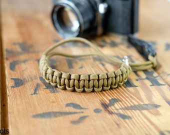 Paracord Camera Wrist Strap with Quick Release in Tan by apmots