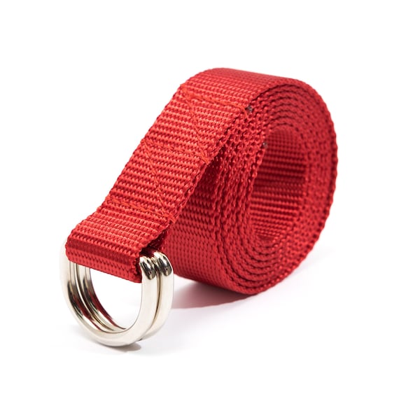 D-Ring Nylon Belts in Red by apmots - 1" inch wide - Custom Color & Length Options