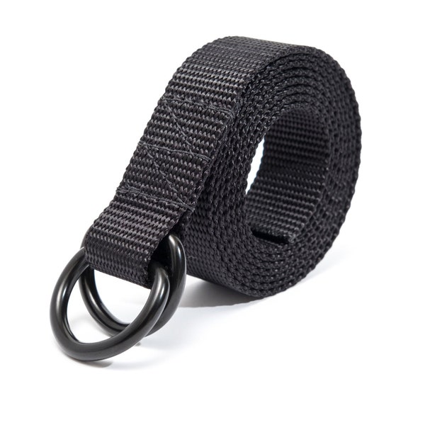 D-Ring Nylon Belts in Black by apmots - 1" inch wide - Custom Color & Length Options