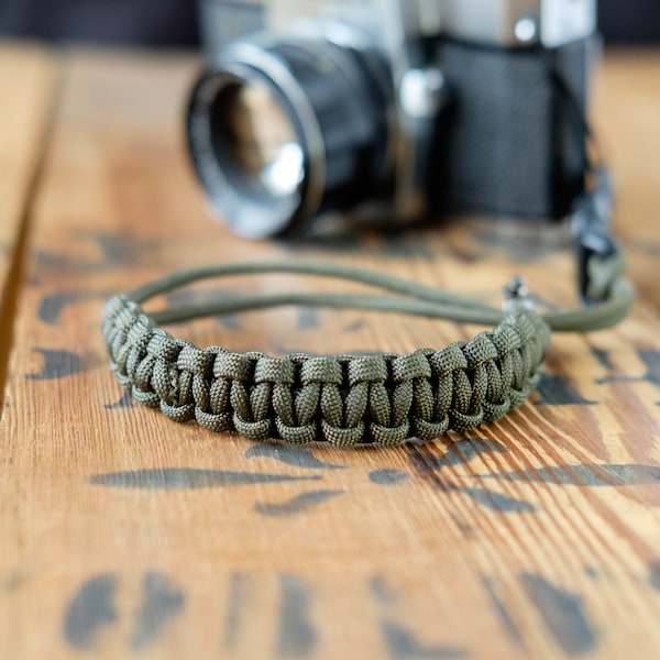 Paracord Camera Wrist Strap with Quick Release in Olive Drab Green by apmots