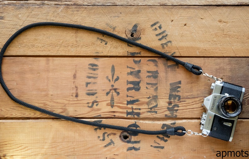 Rope Camera Strap in Black With Metal Clasps by APMOTS - Shoulder Sling ...