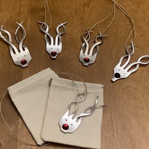 Fork Reindeer, Christmas Tree Decor, Silver Plate, Minimalist Ornament, Recycled Vintage Cutlery, Tea Bag Charm, Decoration, Upcycled Fork