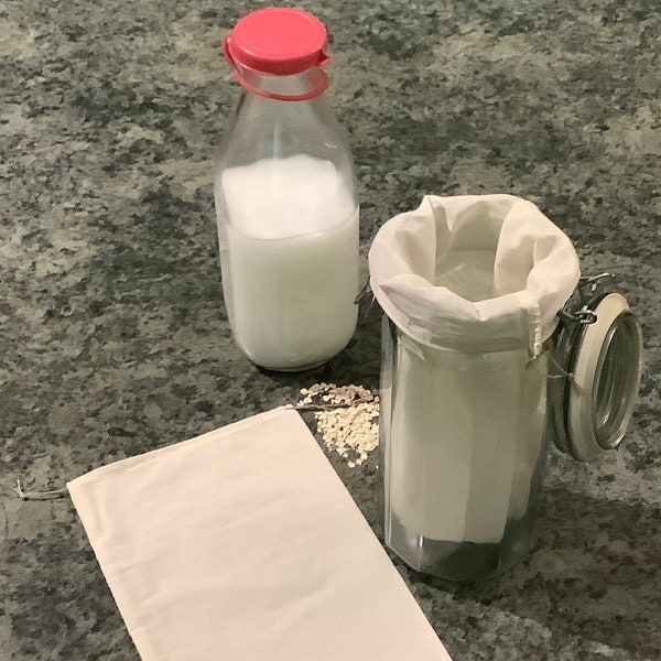 Oat Milk Bag, Zero Waste, Nut Milk Strainer, Organic Cotton, Eco Friendly, Filter Pouch, Cold Brew Filter , Juice Seive Bag, DYI Milk Sack