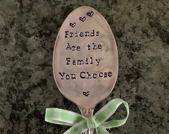 Garden Marker, Plant Stake, Recycled Silverware, Silver Plate Spoons, Hand Stamped Vintage Cutlery, Potted Plant, Friend Gift, Friendship