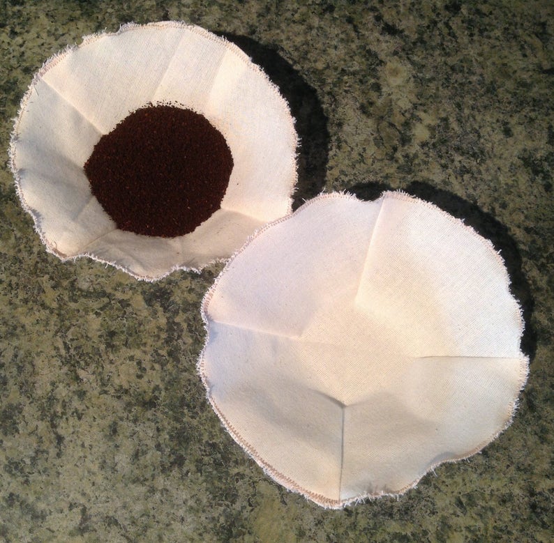 Organic Cotton Reusable Coffee Filter, Universal Basket Filter, Zero Waste, Cone Coffee Filter, Eco Friendly, GOTS Greige Muslin and Thread image 2