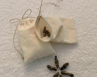 Reusable Tea Bags, Zero Waste, Organic Cotton, Eco Friendly Filter, Loose Leaf Tea Bag, Small Hemp Drawstring Sachet, Biodegradable Bag