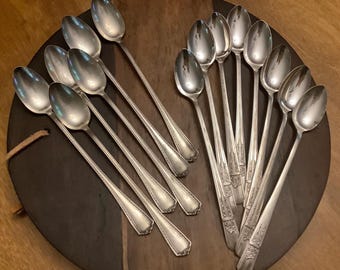 Silverplate Iced Teaspoons, Cutlery, Rogers Celebrity Wild Rose, Vintage Silverware, Antique  Madison Sundae Scoop, 1914  set of Flatware