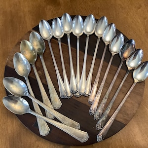 Silverplate Iced Teaspoons, Vintage Cutlery, Rogers Silverware, Antique Madison Sundae Scoop, 1914, Puritan Flatware, Ice Cream, Long Spoons