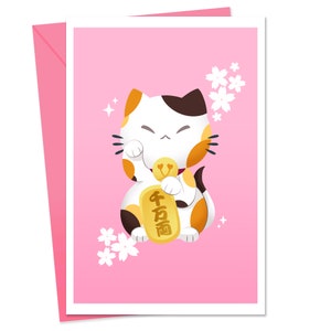 Sassy Kittens Sakura Matsuri Maneki Neko wenskaart