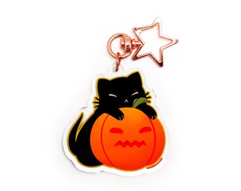 Sassy Kitties Pumpkin Patch Sneak Acrylic Keychain