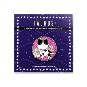 Taurus Cat Cosmeek Bull Kitty Zodiac Hard Enamel Lapel Pin
