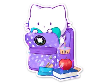 Bubble Kittea Back to School Sparkly Sticker