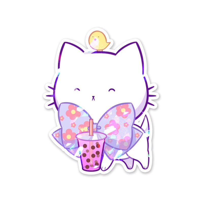 Vinyl Sticker Seasons Bubble Kittea Sparkly Stickers Spring Summer Fall Winter Spring