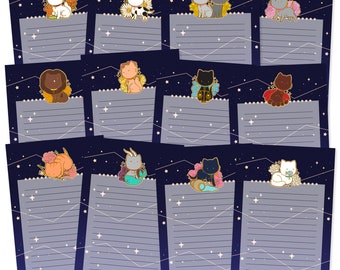 Cosmeek Zodiac Kitties Stationery Paper