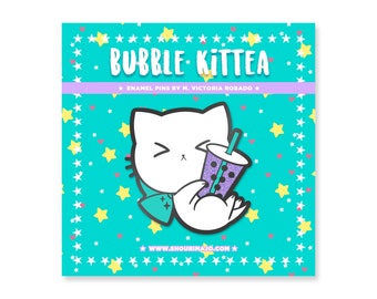 Bubble Kittea Cute Tea Cat Hard Enamel Lapel Pin v2