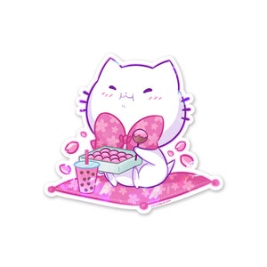 Bubble Kittea Hanami sprankelende sticker