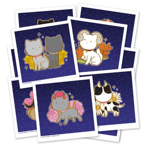 Sternzeichen Kitties Kunstdruck Niedliche Kitty Katze Quadratische Karte Sassy Kitties