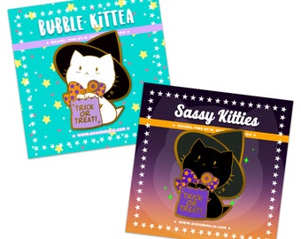 Bubble Kittea Halloween Trick-or-Treat Cat Hard Enamel Lapel Pin