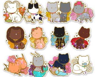 Cosmeek Zodiac Kitties Sparkly Stickers