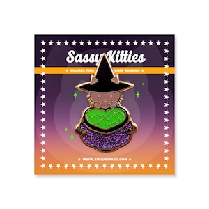 Witchy Kitty Cauldron Cute Black Cat Sassy Kitties Hard Enamel Lapel Pin