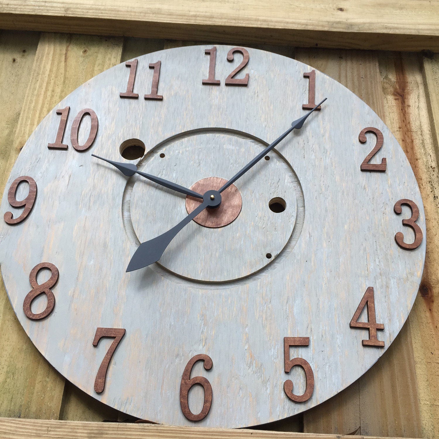 Oversized wall clock Farmhouse clock Rustic clock Large Etsy