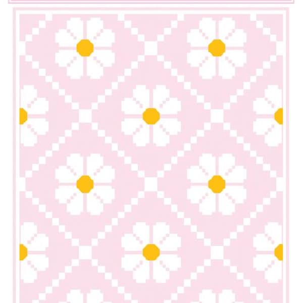 Daisy Chain PDF Quilt Pattern | Easy Flower Quilt | Traditionally Pieced | Digital Download | Baby & Throw Quilt