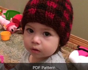 Modèle de tuque à carreaux de tout-petit à enfant