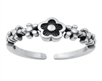 Sterling Silver Flower Toe Ring