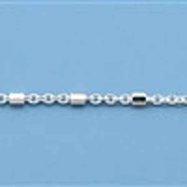 Sterling Silver 10" Anklet - Link & Barrel Chain Style