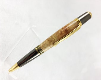 Sierra Maple Crotch Burl Gold and Gunmetal Ball Point Wood Pen