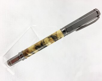 Vertex Magnetic Buckeye Burl (Exhibition Grade) Gunmetal Fountain Wood Pen