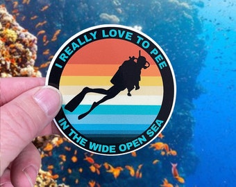 Funny I Love to Pee in the Sea Water Bottle Laptop Sticker Cooler Sticker Car Sticker Hydroflask Sticker #143