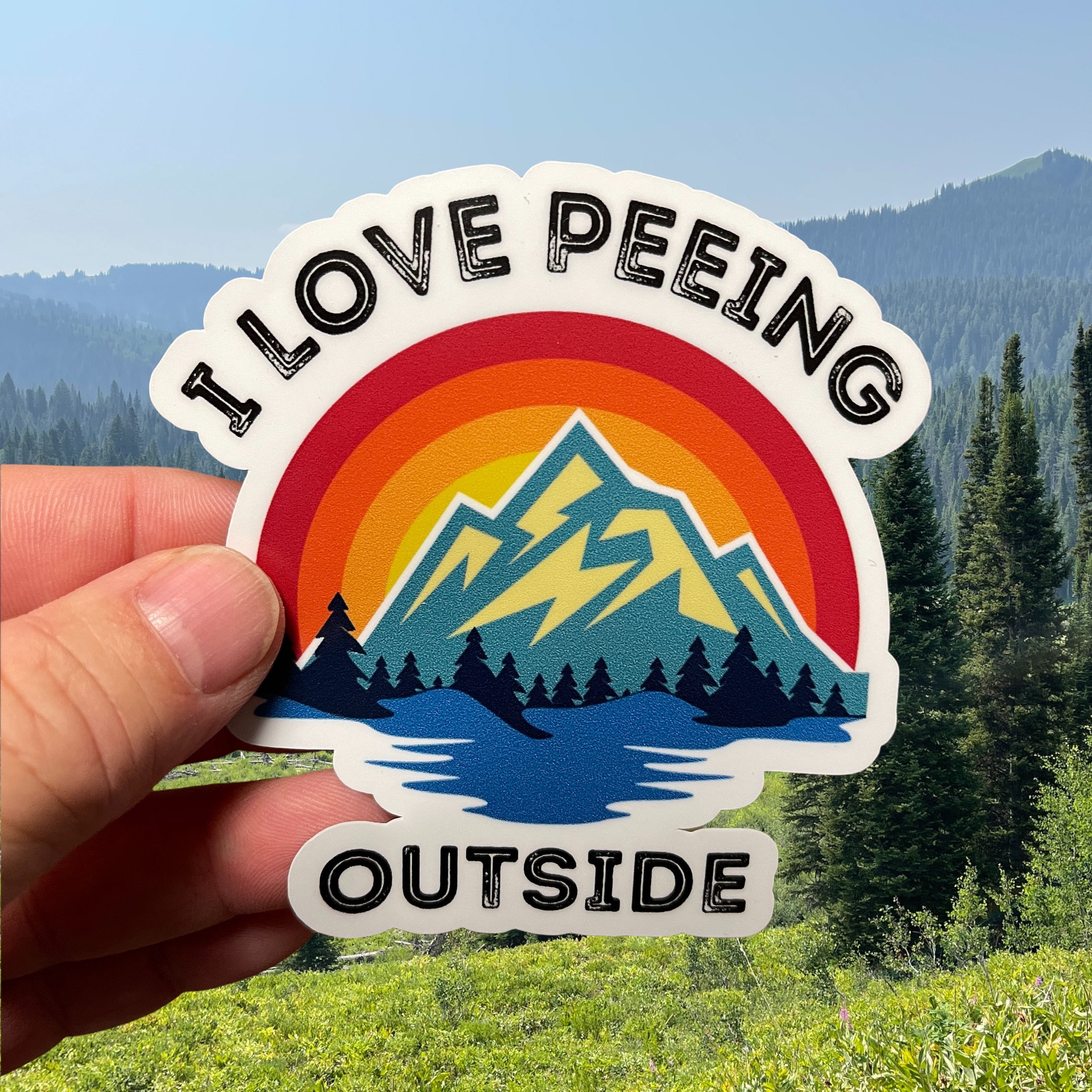 Funny I Love Peeing Outside Water Bottle Laptop Sticker Cooler photo