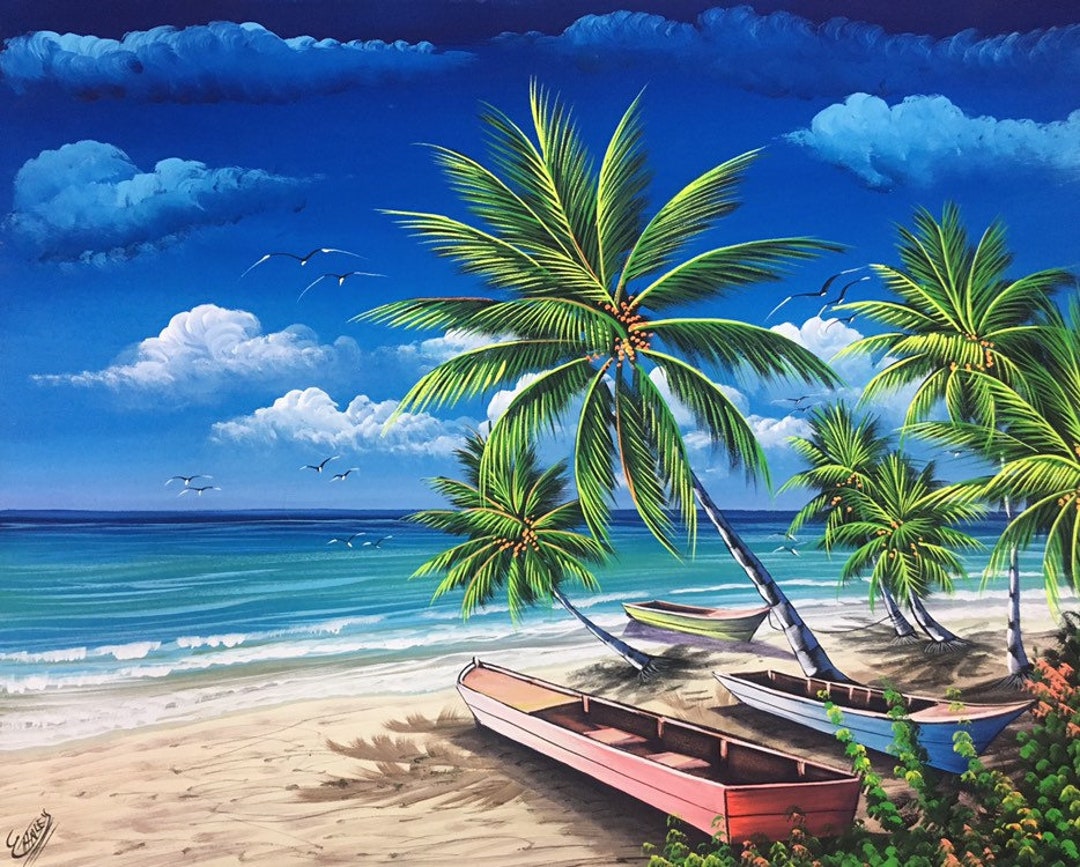 Beach Painting on Canvas Oil Painting Beach Landscape photo