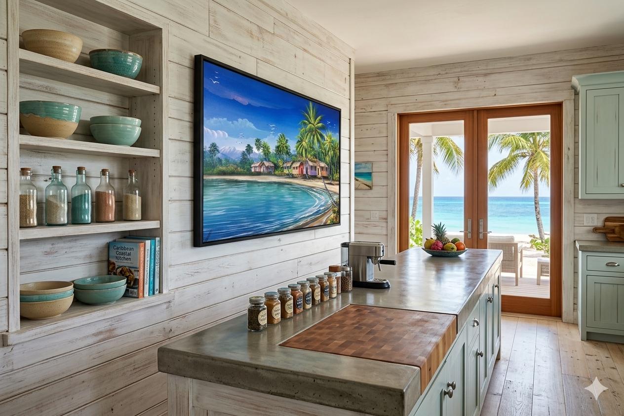 Original Caribbean Oil Painting – Tropical Beach Landscape With Palm ...