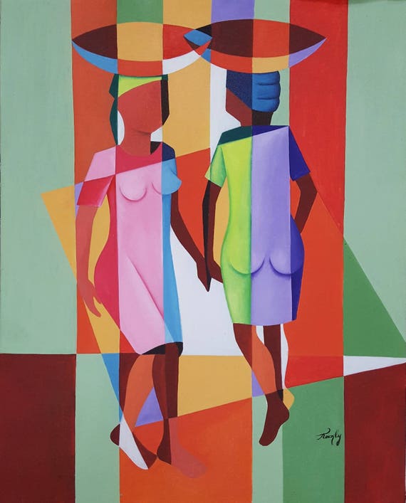 Women Oil Painting Abstract Painting Geometric Dominican Etsy