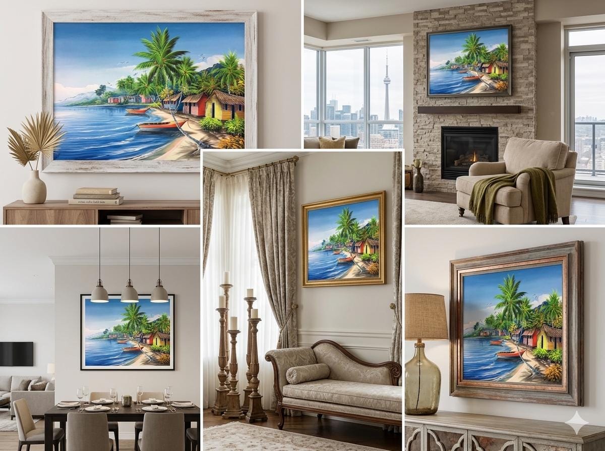 Original Caribbean Oil Painting, Tropical Beach Scene, Palm Trees ...