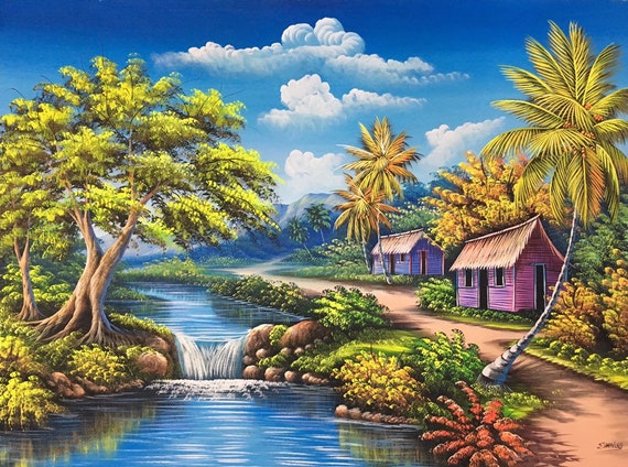 Tropical Landscape Painting Oil Painting on Canvas Dominican | Etsy