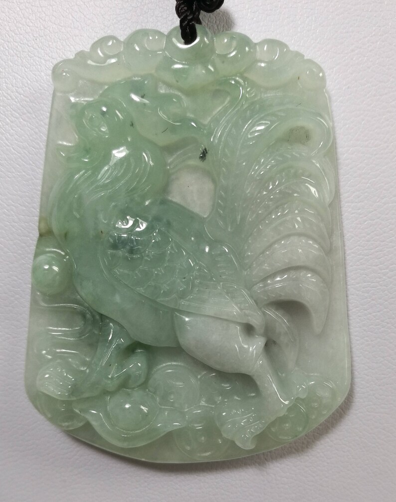 Certified Burma Grade A Green Jadeite Jade big Roaster Pendant S51*40*6mm