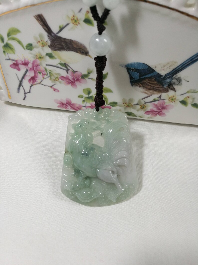 Certified Burma Grade A Green Jadeite Jade big Roaster Pendant S51*40*6mm