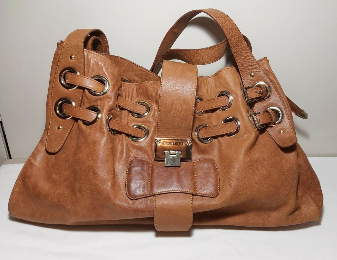Jimmy Choo brown leather large shoulder bag with very good Etsy
