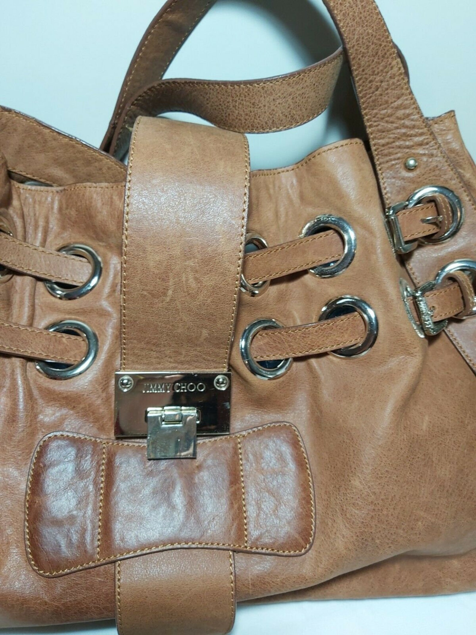 Jimmy Choo brown leather large shoulder bag with very good Etsy