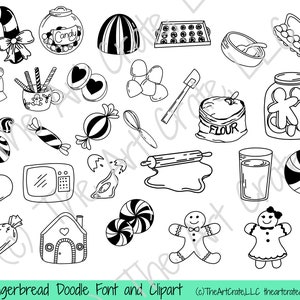 Gingerbread Doodle Fonts and Clipart, Ready to Download and Install